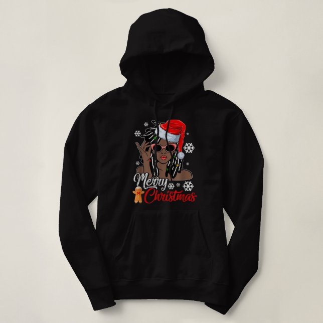 Sudadera Navidades Santa Hat Chica africano negro Xm estado (Diseño del anverso)