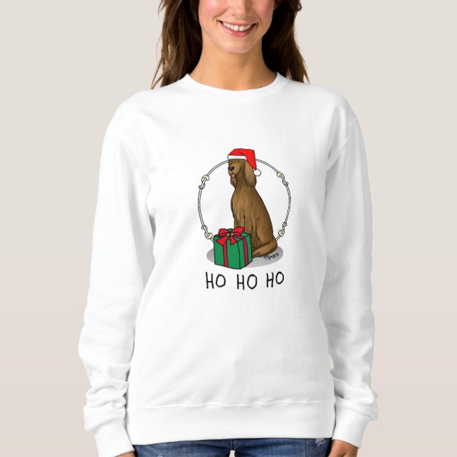 Sudadera Navidades Santa Hat Irish Setter Dog (rojo 1) (Anverso)