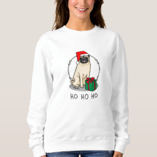 Sudadera Navidades Santa Hat Pug Dog (flor claro) Cute