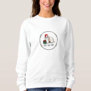 Sudadera Navidades Santa Hat Shih Tzu (blanco moreno) Perro