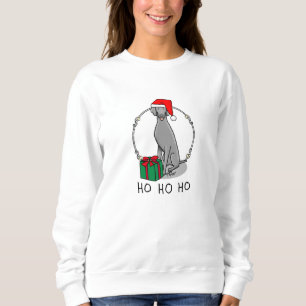 Sudadera Navidades Santa Hat Weimaraner Dog (gris 1) Cute