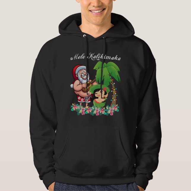 Sudadera Navidades Santa Mele Kalikimaka Hawaii Palm Tree P (Anverso)