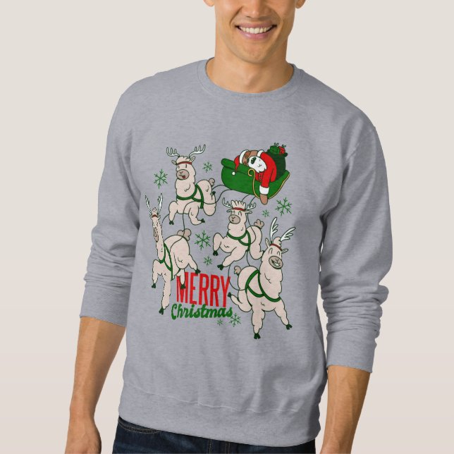 Sudadera navidades santa sloth llamas (Anverso)