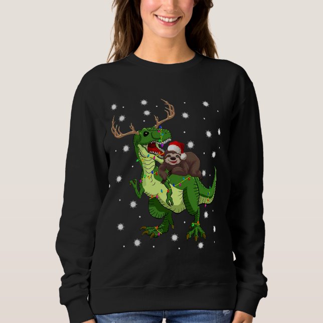 Sudadera Navidades Santa Sloth Riding Trex (Anverso)