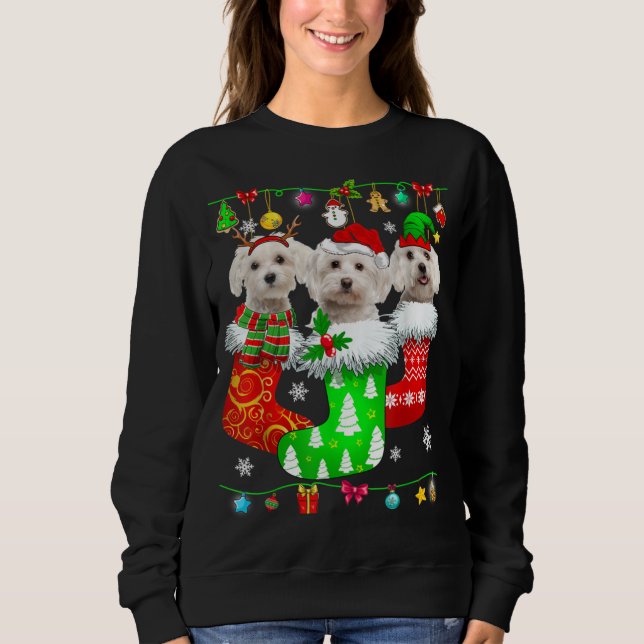 Sudadera Navidades Saquean A Pajama Maltés Perro Perro Perr (Anverso)