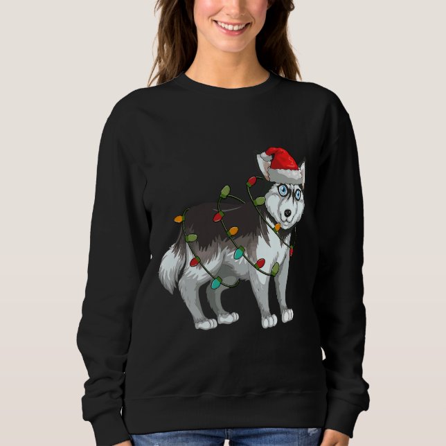 Sudadera Navidades Siberian Husky Santa Lights (Anverso)