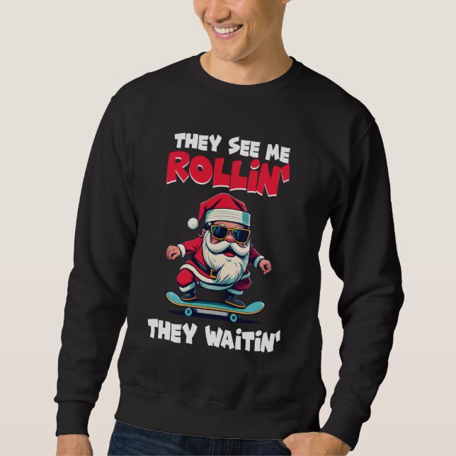 Sudadera Navidades Skateboarding Santa (Anverso)