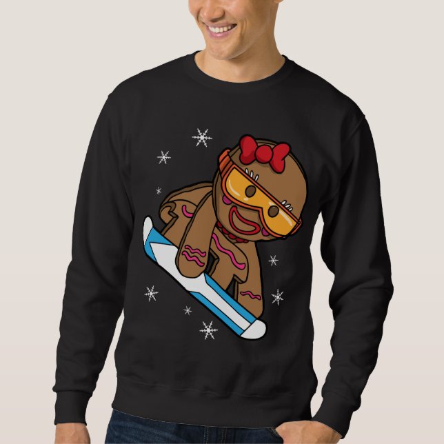 Sudadera Navidades Snowboard Gingerbread Chica (Anverso)