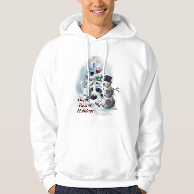 Sudadera Navidades Snowman de la pelota de fútbol (Anverso)
