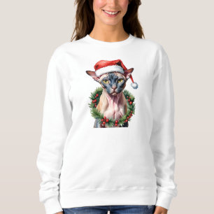 Sudadera Navidades Sphynx cat Watercolor
