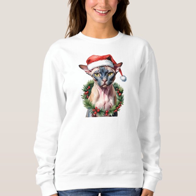Sudadera Navidades Sphynx cat Watercolor (Anverso)