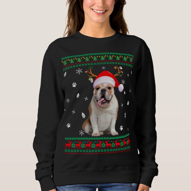 Sudadera Navidades sudorosos Bulldog inglés Perro Santa R (Anverso)