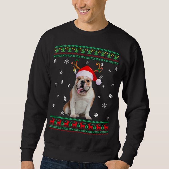 Sudadera Navidades sudorosos Bulldog inglés Perro Santa R (Anverso)