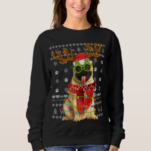 Sudadera Navidades suéteres feos alumbran Perro Pug Perro P