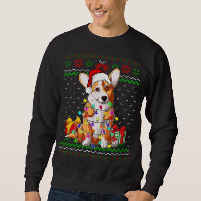 Sudadera Navidades suéteres feos iluminan a Corgi Dog Lover (Anverso)