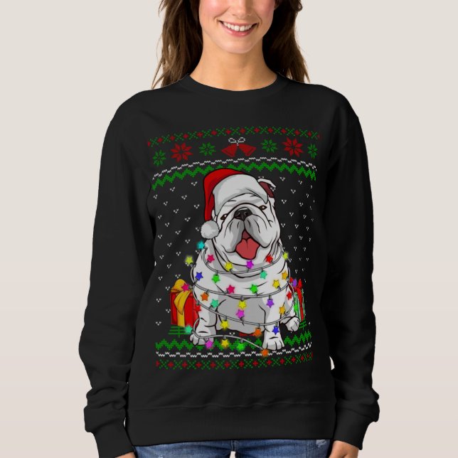 Sudadera Navidades suéteres feos iluminan perro Bulldog ing (Anverso)