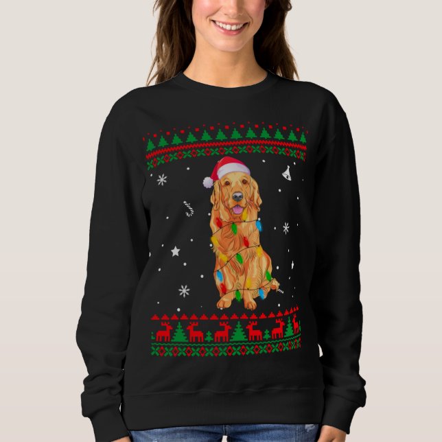 Sudadera Navidades suéteres feos iluminan perro recuperador (Anverso)