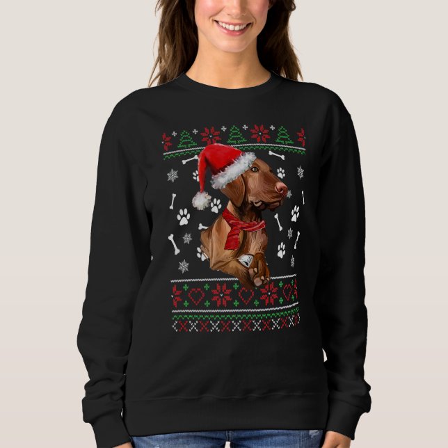 Sudadera Navidades suéteres feos Magyar Vizsla Perro Santa  (Anverso)