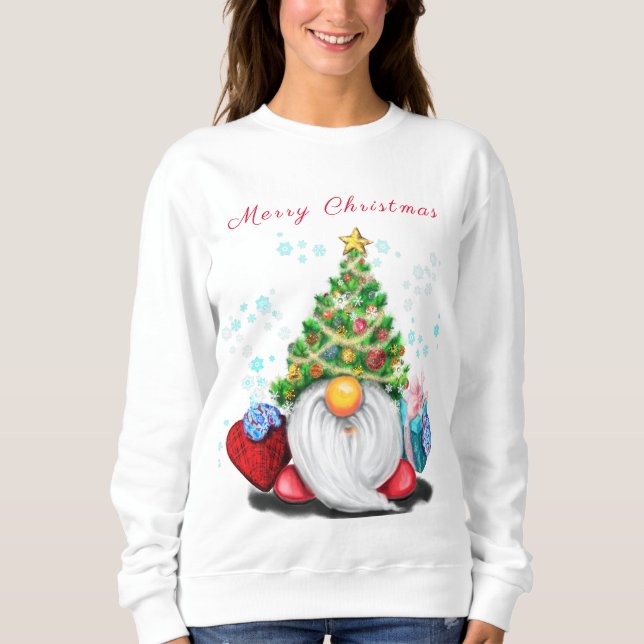 Sudadera Navidades Sweatshirt Cute Gnome con regalos (Anverso)