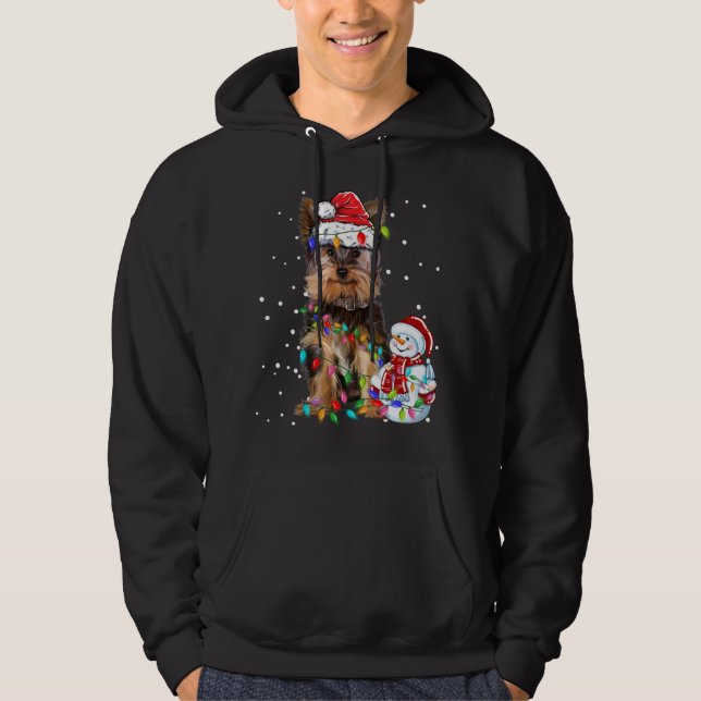 Sudadera Navidades Terrier de Yorkshire Santa Hat Xmas Luce (Anverso)