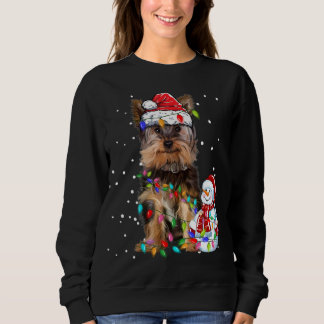 Sudadera Navidades Terrier de Yorkshire Santa Hat Xmas Luce