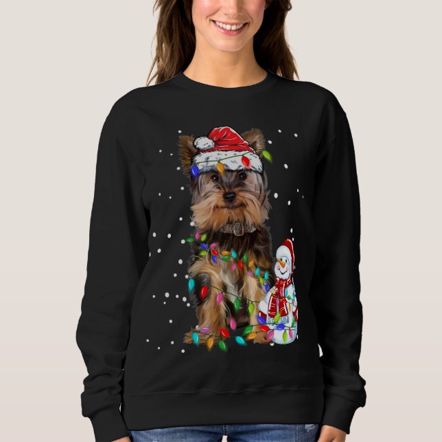 Sudadera Navidades Terrier de Yorkshire Santa Hat Xmas Luce (Anverso)