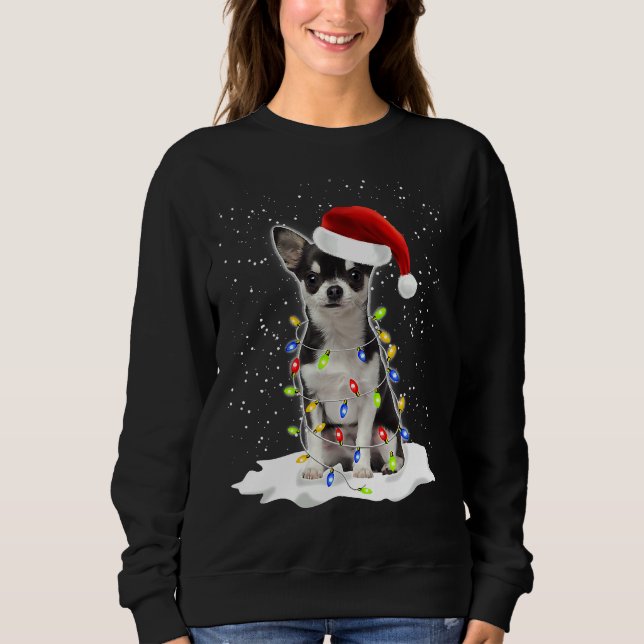 Sudadera Navidades traviesos de Chihuahua alumbran a perro (Anverso)
