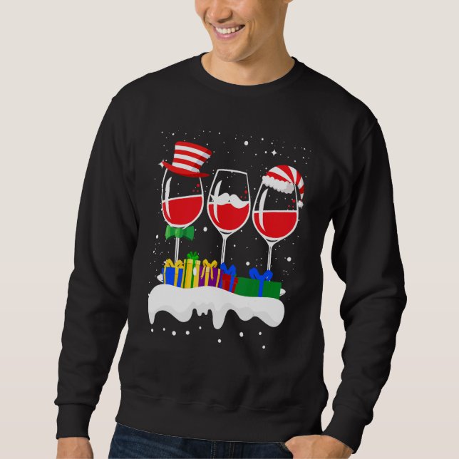 Sudadera Navidades Tres Vidrios De Vino Rojo Noche Santa EL (Anverso)