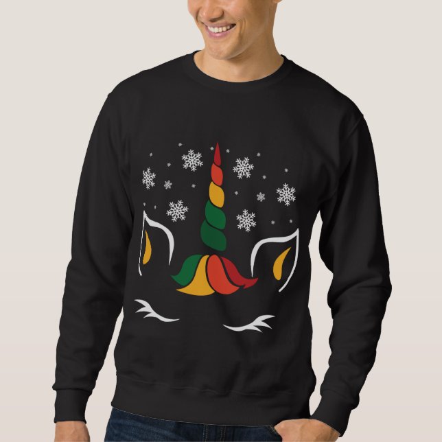 Sudadera Navidades unicornios de cara cortan el brillo de n (Anverso)