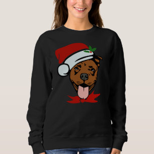 Sudadera Navidades Vacan Perro Pitbull En Santa Hat Con Re