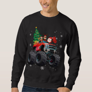 Sudadera Navidades Vacation Santa Riding Monster Red Truck