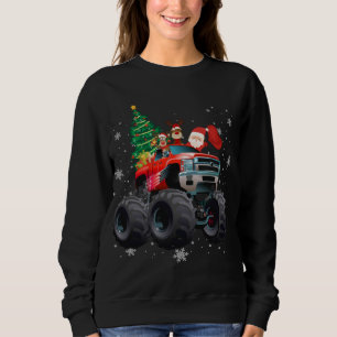 Sudadera Navidades Vacation Santa Riding Monster Red Truck