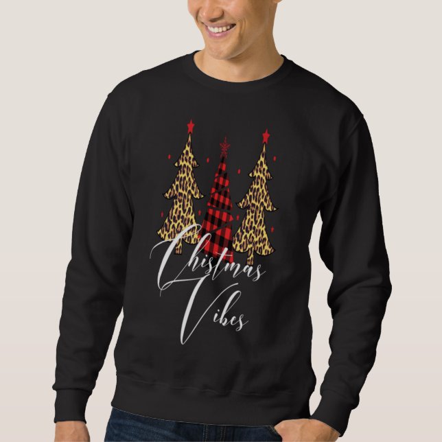 Sudadera Navidades Vibes Buffalo Plaid Leopard Slim Christm (Anverso)