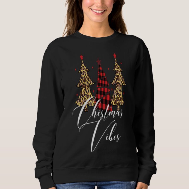 Sudadera Navidades Vibes Buffalo Plaid Leopard Slim Christm (Anverso)