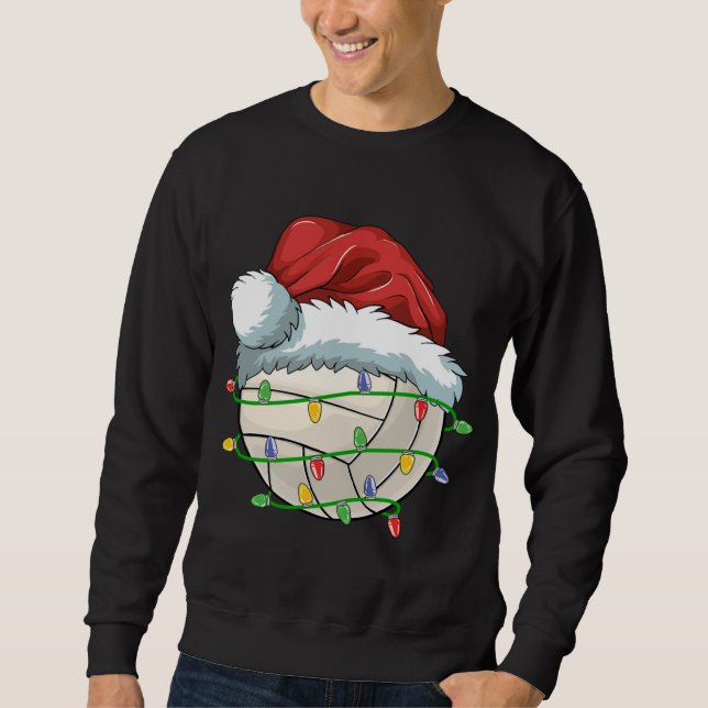 Sudadera Navidades Voleibol Ball Santa Hat Light Funny Sp (Anverso)