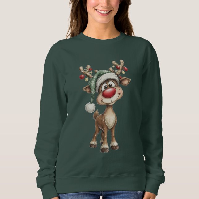 Sudadera Navideña con Reno Adorable (Anverso)