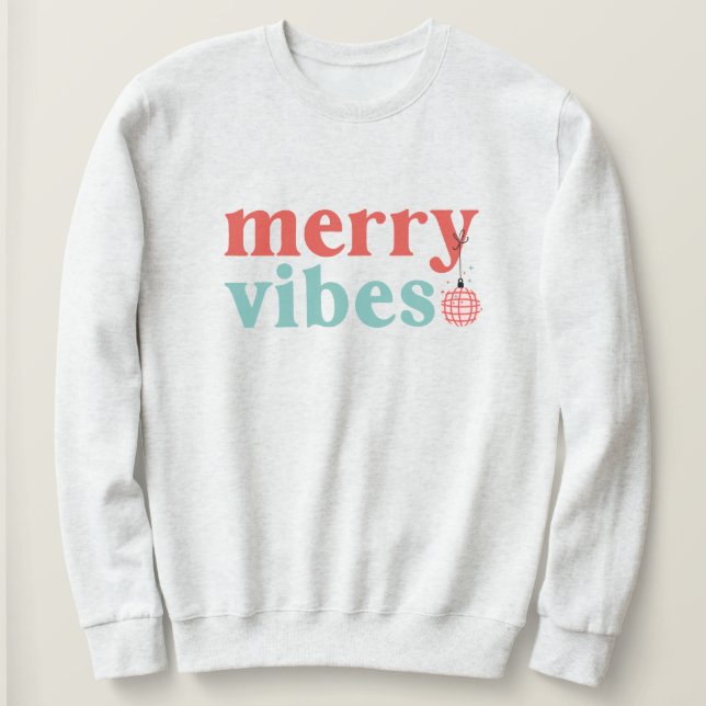 Sudadera navideña con vibraciones alegres y retro (Anverso del diseño)