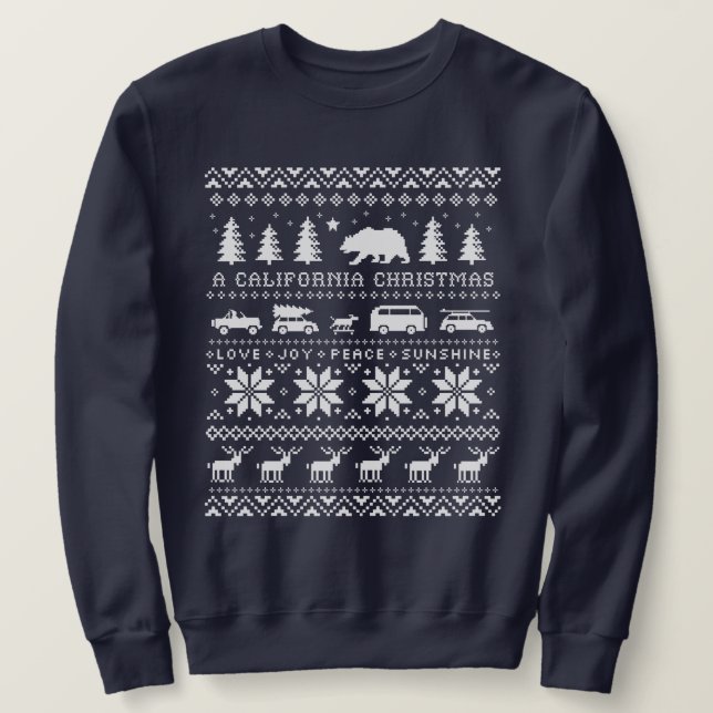 Sudadera navideña de Navidades feos de California (Anverso del diseño)