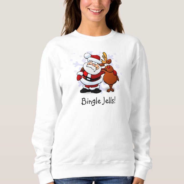 Sudadera navideña de Santa y Rudolph Bingle Jells (Anverso)