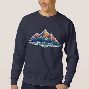 Sudadera Navy Gráfica Montaña Aventura Esperando
