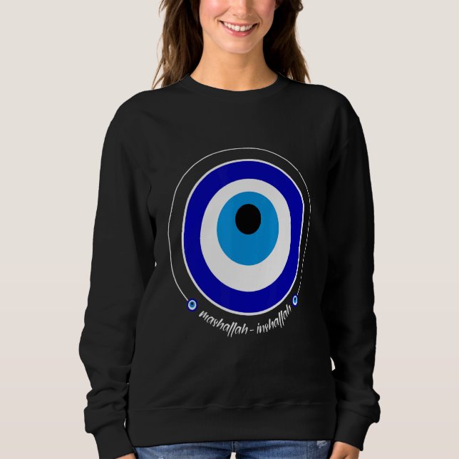 Sudadera Nazar Blue Evil Eye Mashallah Inshallah Mashaall (Anverso)
