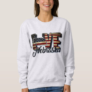 Sudadera Nebraska Ama La Estrella Y Las Rayas De La Bandera