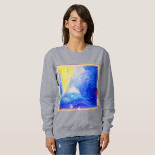 Sudadera Nebula Estrellas azul, amarillo y blanco lechoso. 