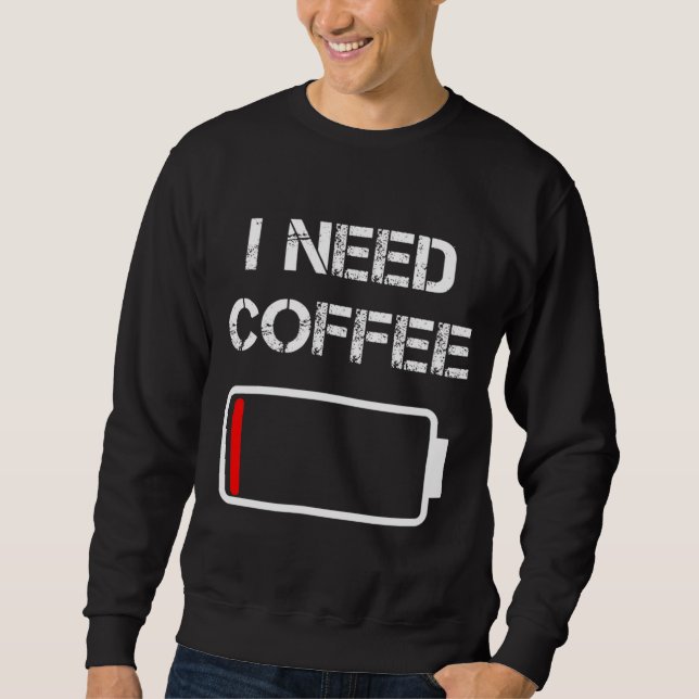 Sudadera Necesito café, cucharas de café divertidas, frijol (Anverso)