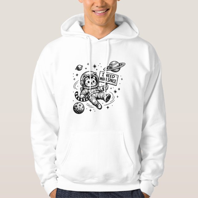Sudadera Necesito Más Espacio Gato Astronauta Divertido (Anverso)