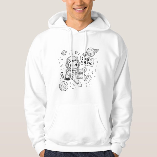 Sudadera Necesito Más Espacio Gato Astronauta Divertido (Anverso)