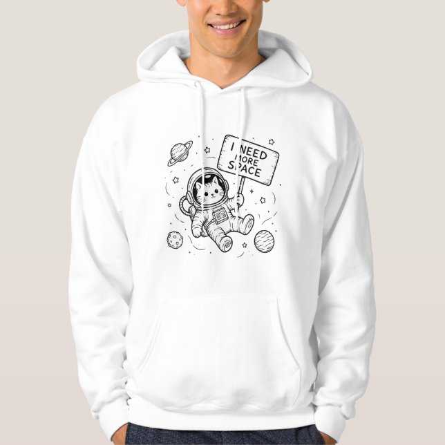 Sudadera Necesito Más Espacio Gato Astronauta Divertido (Anverso)