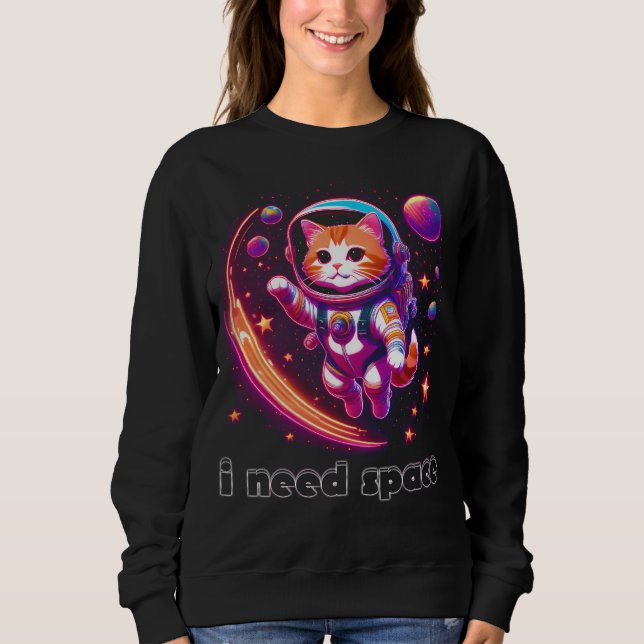 Sudadera Necesito un gato espacial (Anverso)