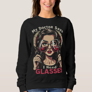 Sudadera Necesito Vino De Gafas, Regalo Para Ella