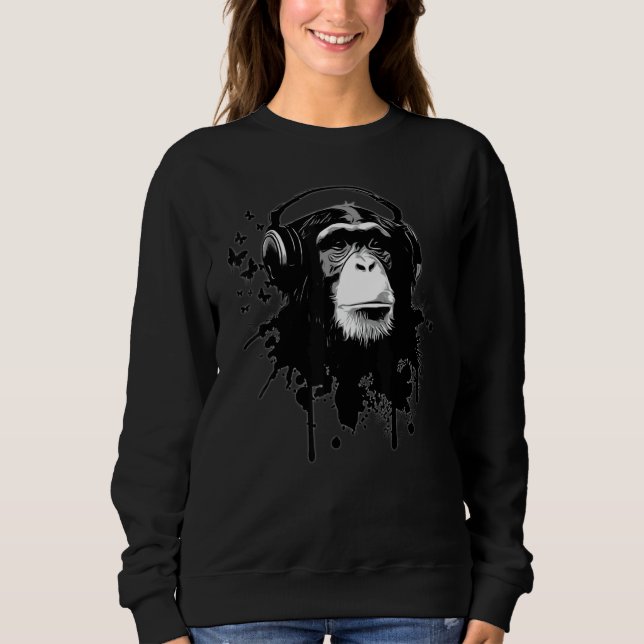 Sudadera Negocio de mono chimpancé chimpancé simio mariposa (Anverso)